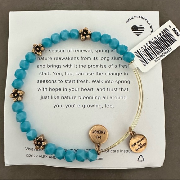 Alex and Ani Daisy & Colored Beaded, Spring Sky Blue, RG - Picture 2 of 3